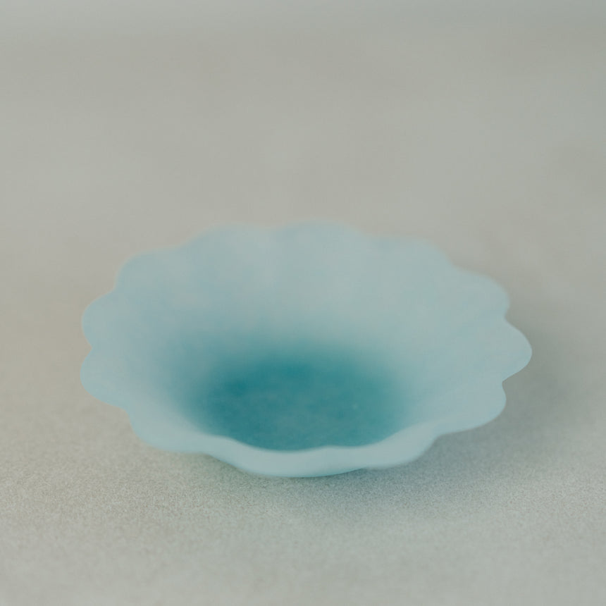 Ethereal Petal Glass Bowl, Jade Blue