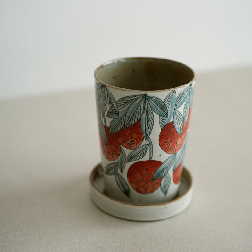 Wild Charm - Handmade Cup with Lid, Lychee