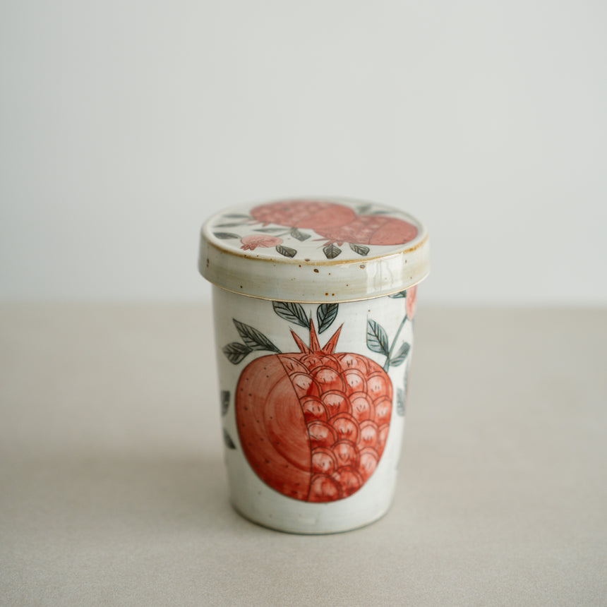 Slip-Coated Handmade Mug, Pomegranate