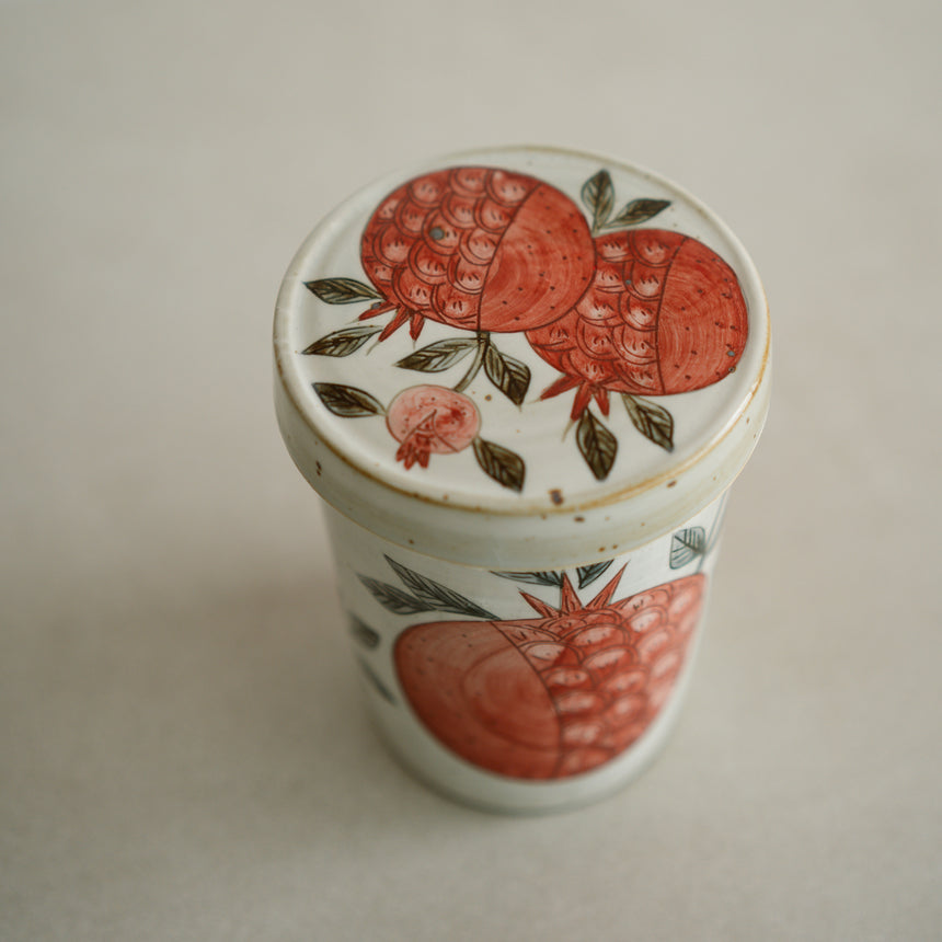 Slip-Coated Handmade Mug, Pomegranate