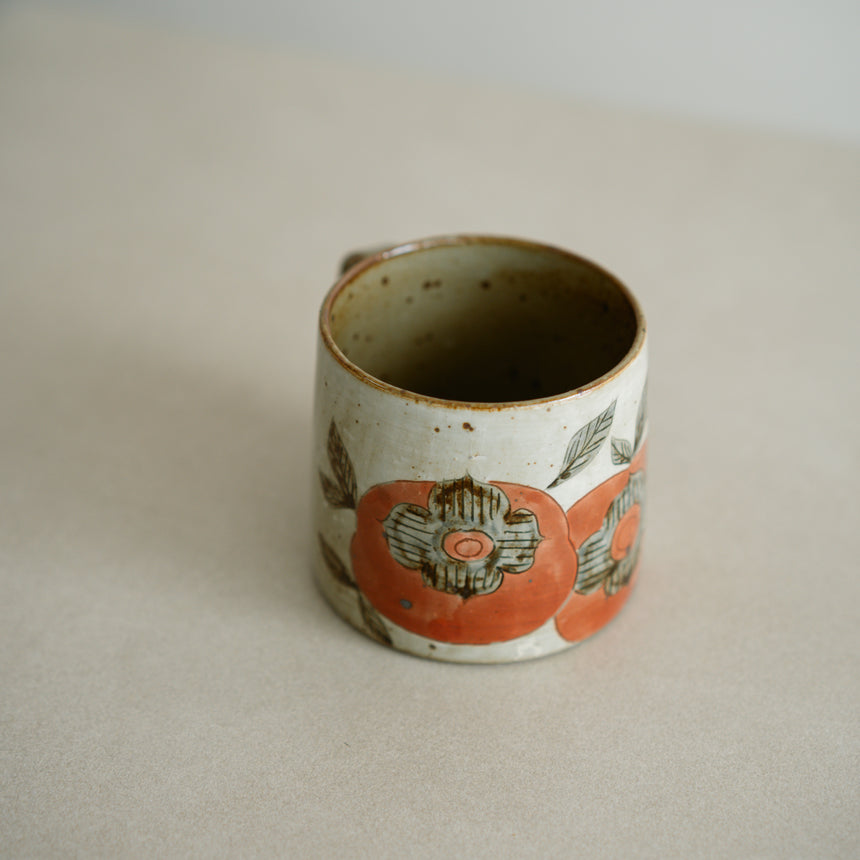 Slip-Coated Handmade Mug, Persimmon