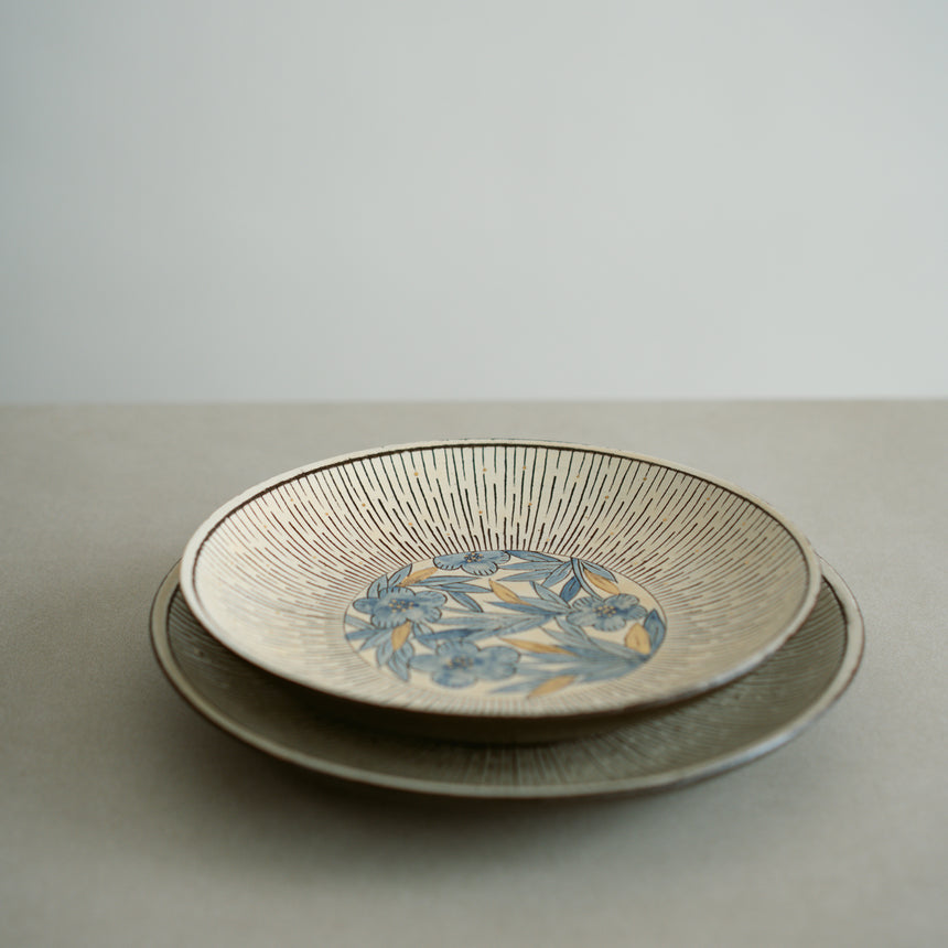 Floral Shadows Plate Collection - Blue Camellia