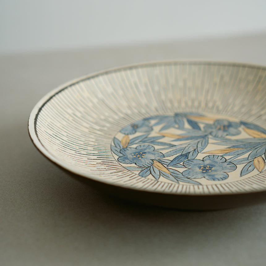 Floral Shadows Plate Collection - Blue Camellia
