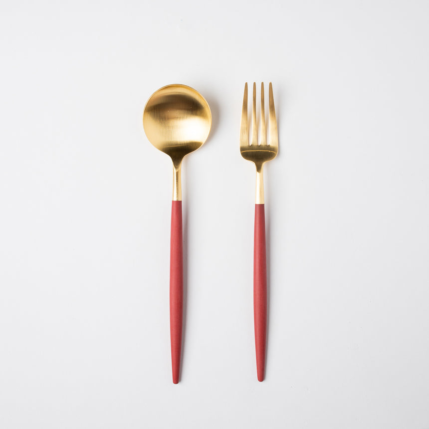GOA Matte Gold Flatware, Red