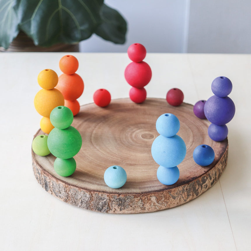 Wooden Rainbow Balls, Large 6pc