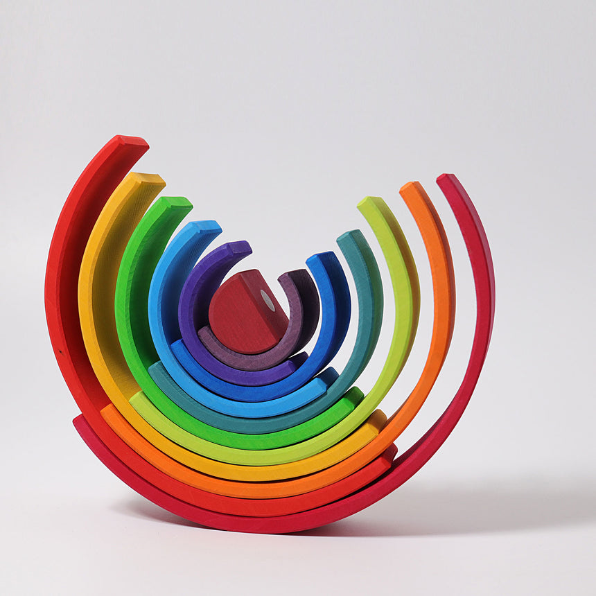 Wooden Rainbow Stacking Tunnel, 12pc Large