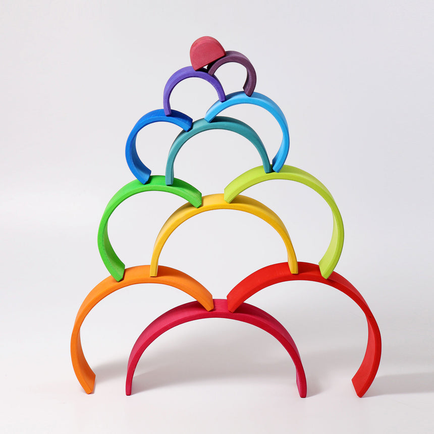 Wooden Rainbow Stacking Tunnel, 12pc Large