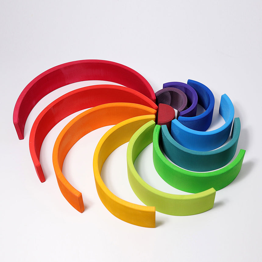 Wooden Rainbow Stacking Tunnel, 12pc Large