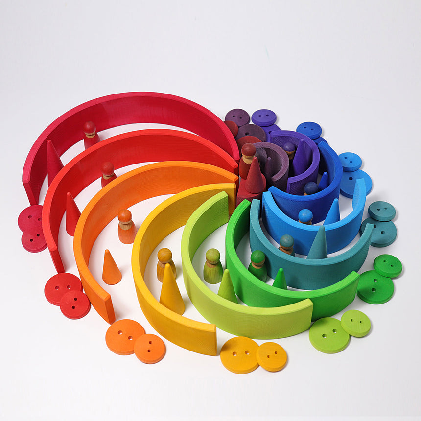 Wooden Rainbow Stacking Tunnel, 12pc Large