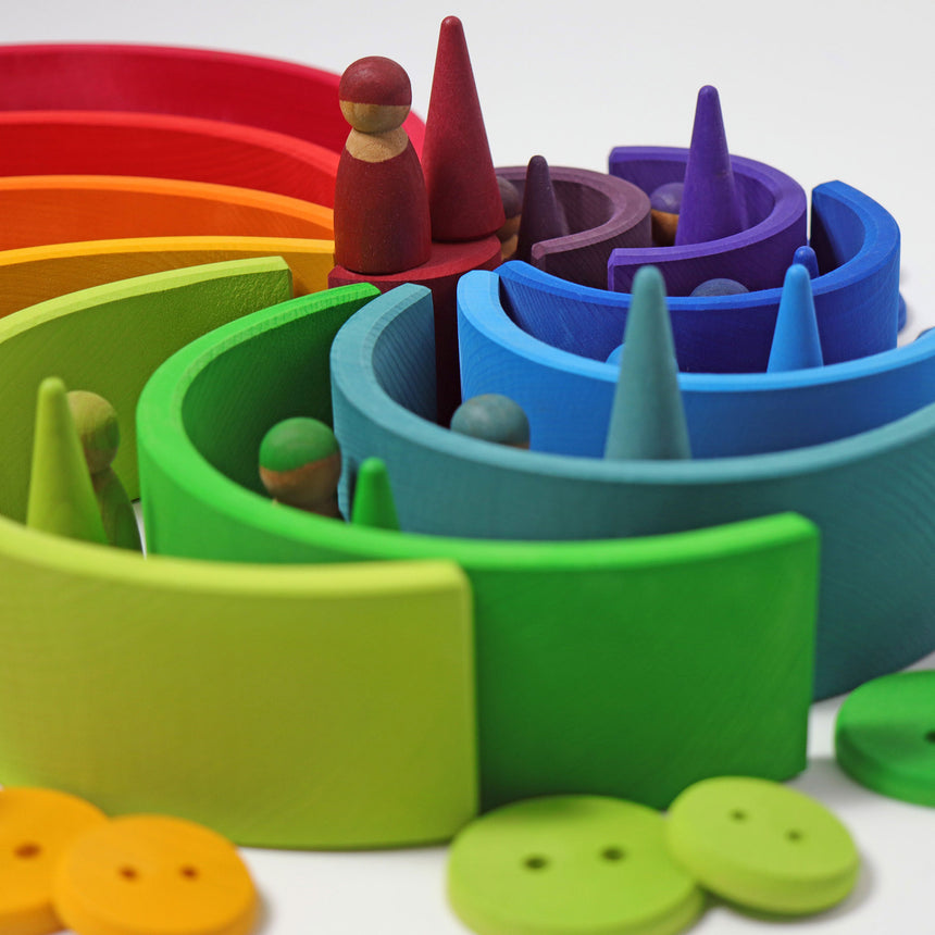 Wooden Rainbow Stacking Tunnel, 12pc Large