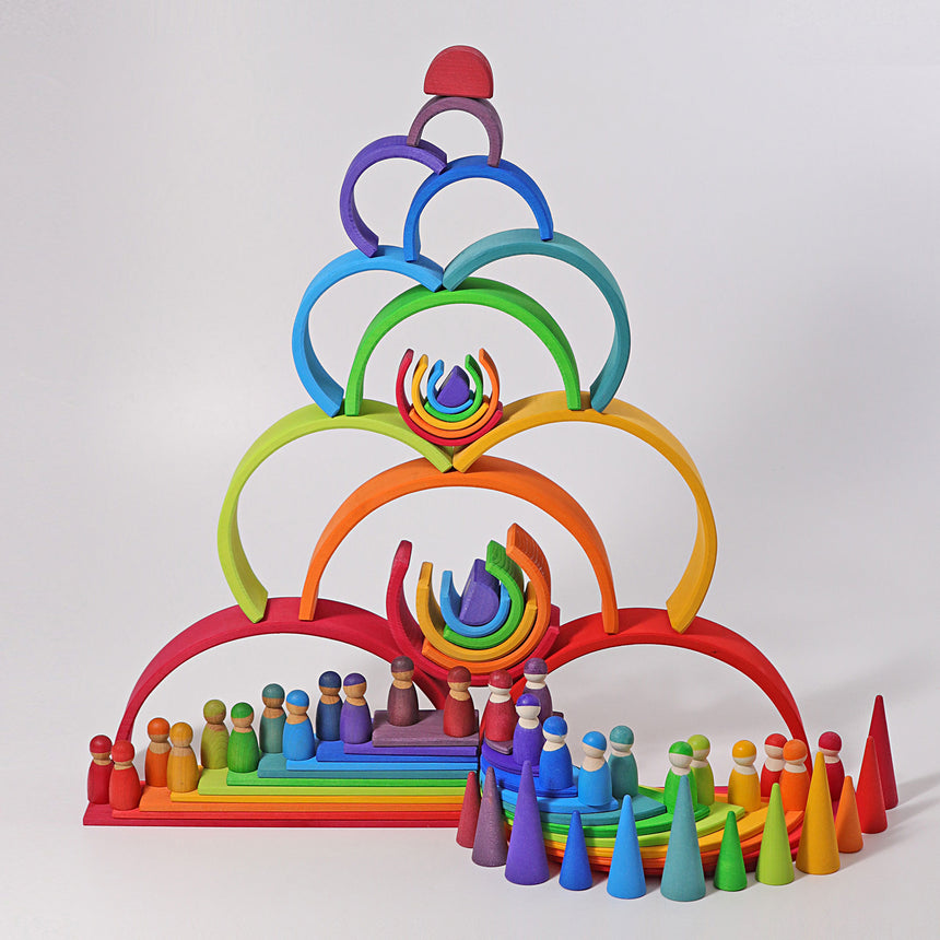 Wooden Rainbow Stacking Tunnel, 12pc Large