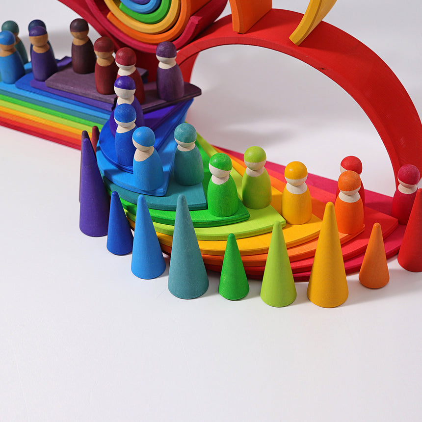 Wooden Rainbow Stacking Tunnel, 12pc Large