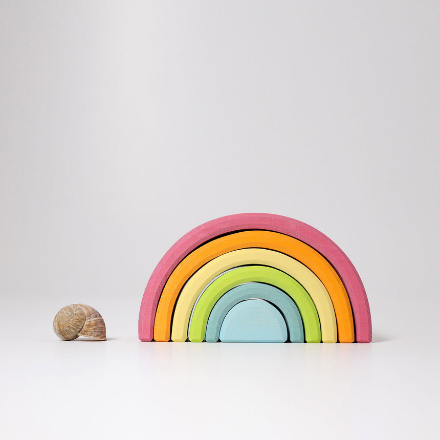 Wooden Rainbow Tunnel, 6pc Pastel