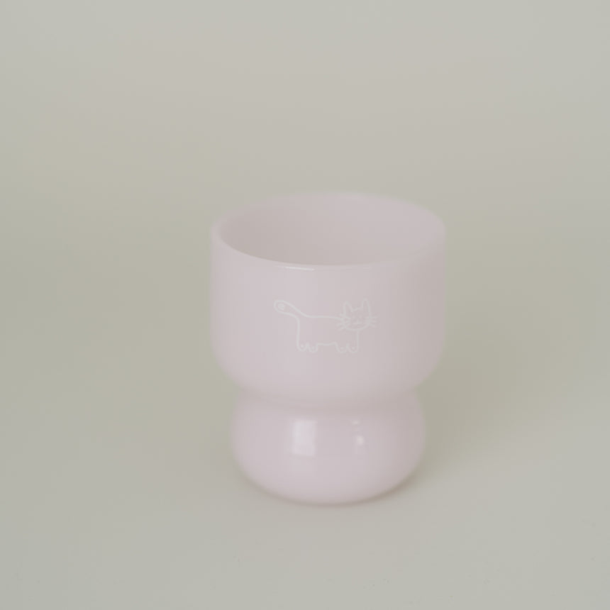 Daydream Cat Milk Glass Cup, Sakura Pink