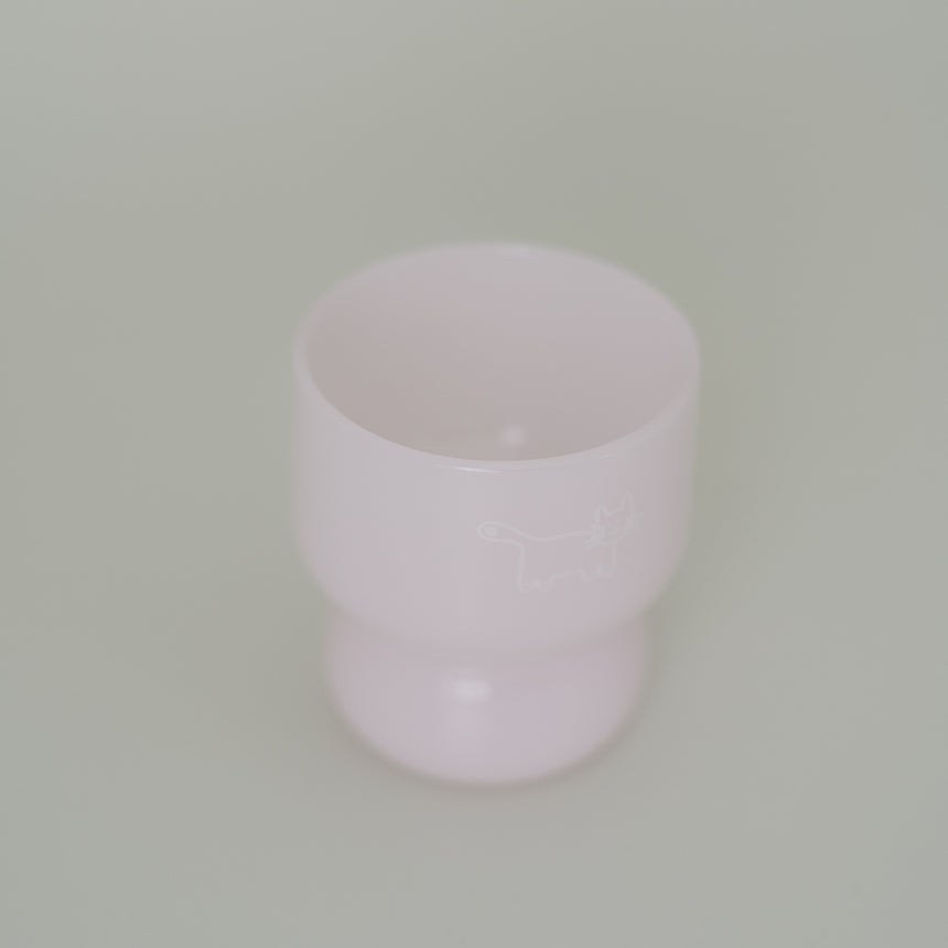 Daydream Cat Milk Glass Cup, Sakura Pink