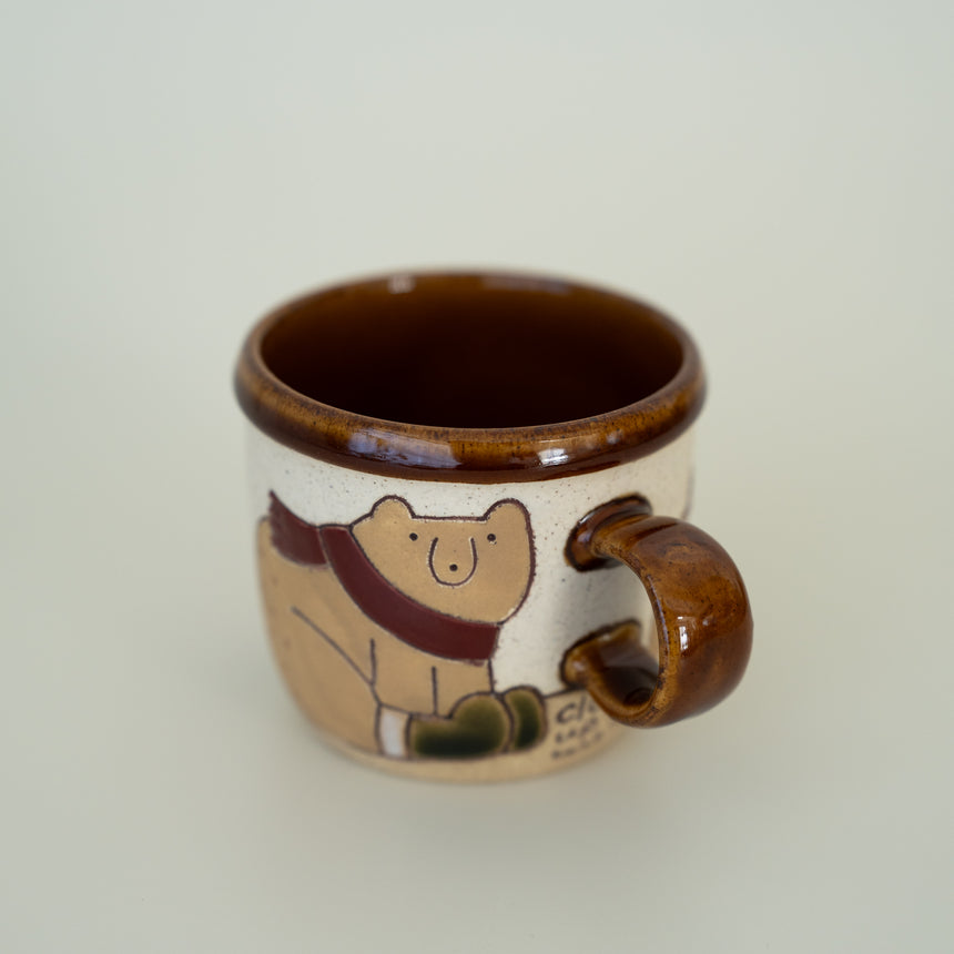 Claysup Handcraft Mug, Scarf Honey Bear