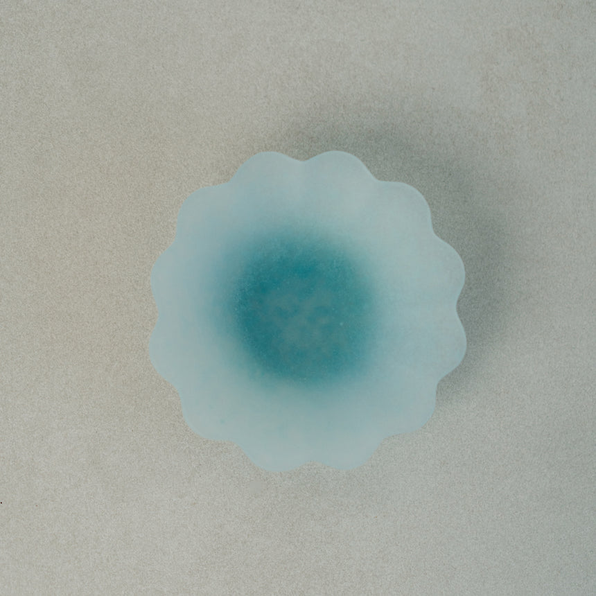 Ethereal Petal Glass Bowl, Jade Blue