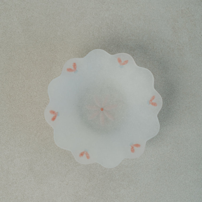 Blooming Whisper Glass Bowl, Embossed Red Petal