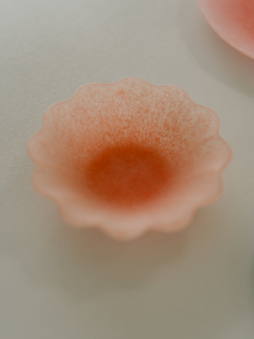 Ethereal Petal Glass Bowl, Pomegranate Red