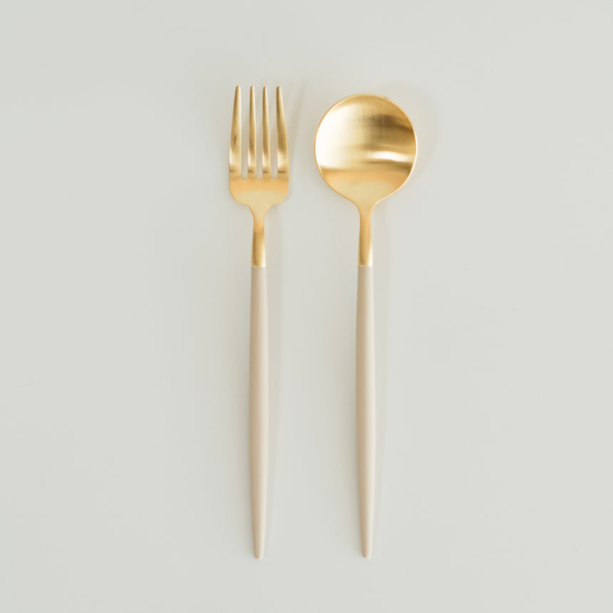 GOA Matte Gold Flatware, Ivory
