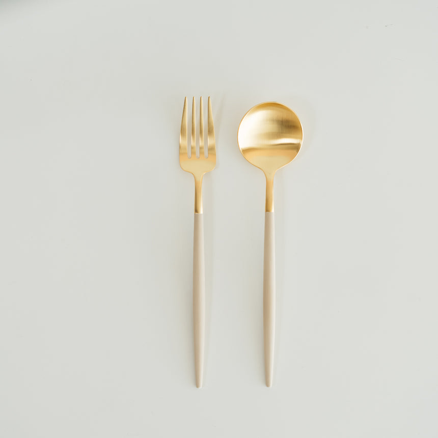 GOA Matte Gold Flatware, Ivory