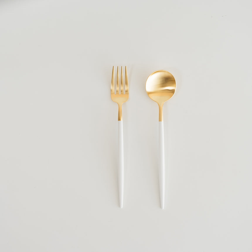 GOA Matte Gold Flatware, White