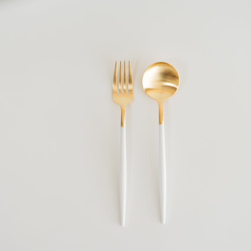 GOA Matte Gold Flatware, White