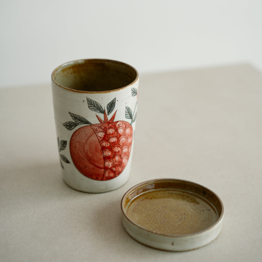 Slip-Coated Handmade Mug, Pomegranate