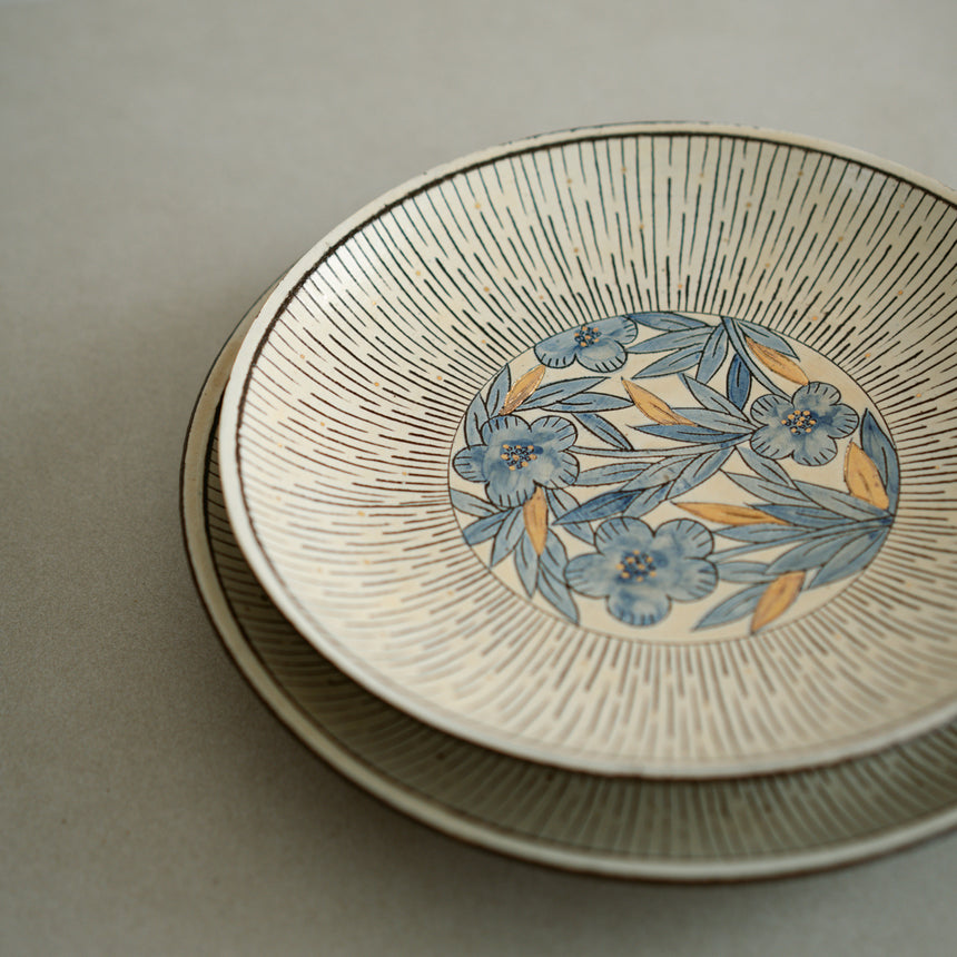 Floral Shadows Plate Collection - Blue Camellia