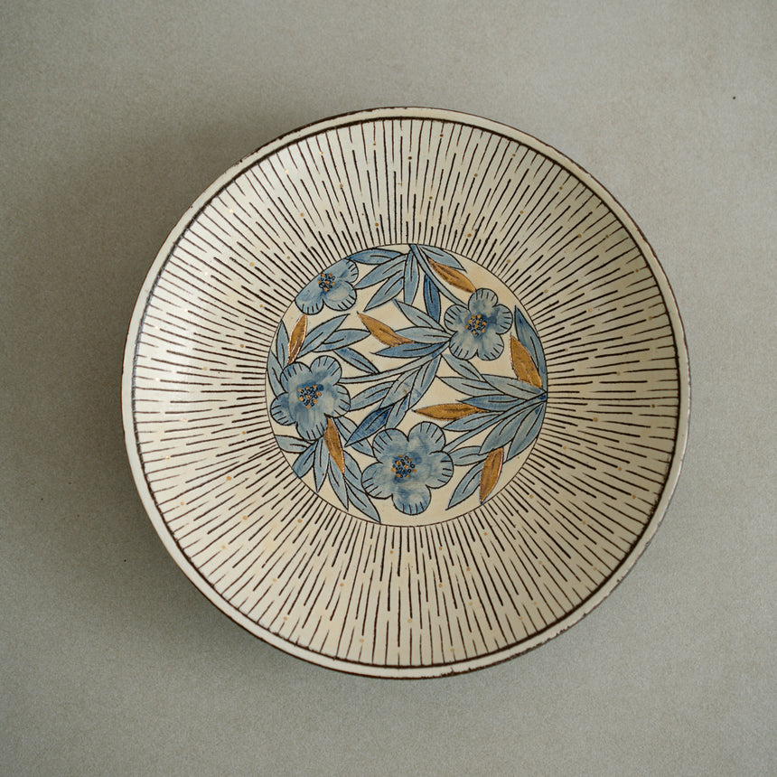 Floral Shadows Plate Collection - Blue Camellia
