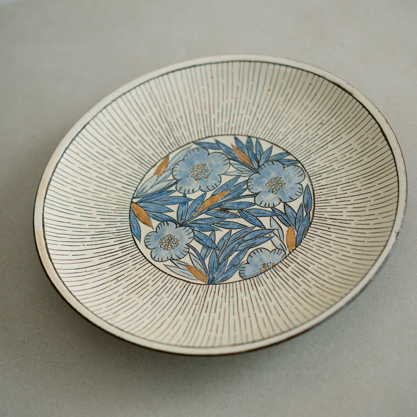 Floral Shadows Plate Collection - Blue Camellia