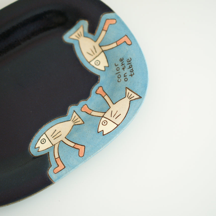 Claysup Handcraft Mug and Plate, the Walking Fish