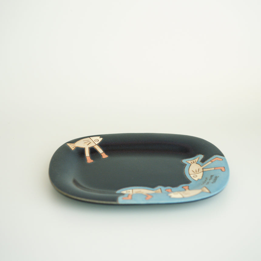 Claysup Handcraft Mug and Plate, the Walking Fish