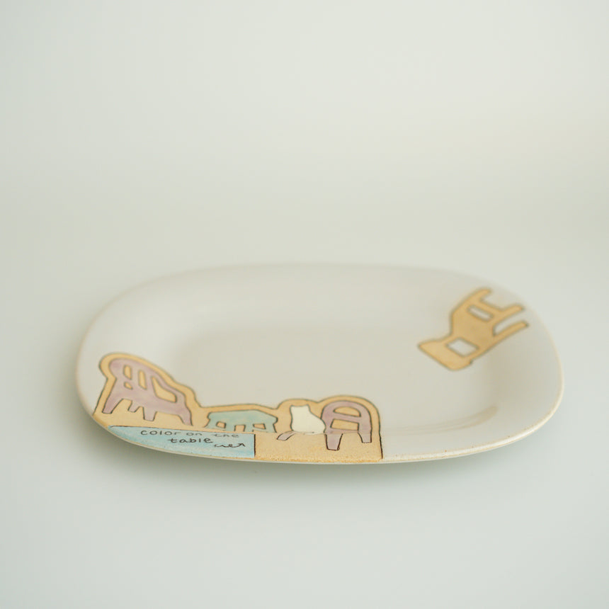 Claysup Handcraft Mug and Plate, Chair and Cat