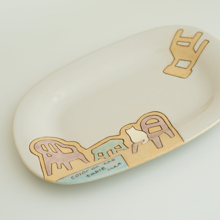 Claysup Handcraft Mug and Plate, Chair and Cat