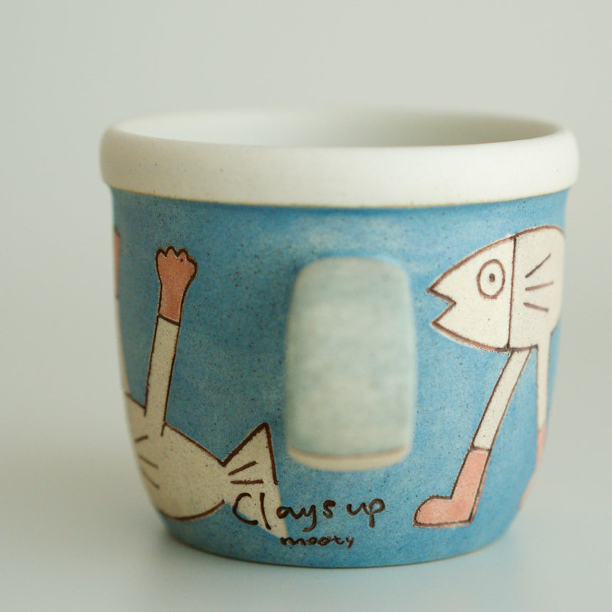 Claysup Handcraft Mug and Plate, the Walking Fish