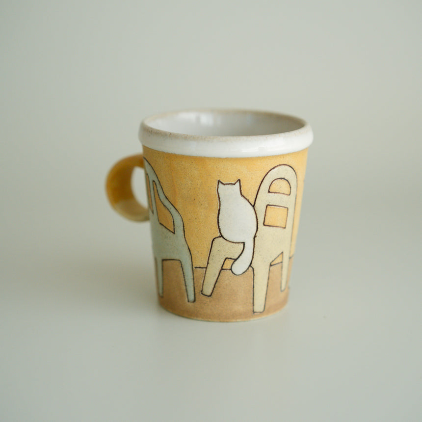 Claysup Handcraft Mug and Plate, Chair and Cat