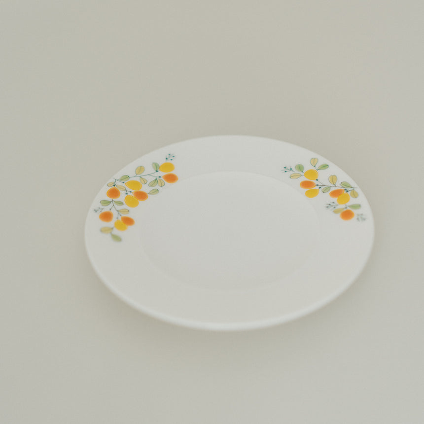 Hand-Painted Kumquat Latte Bowl with Saucer