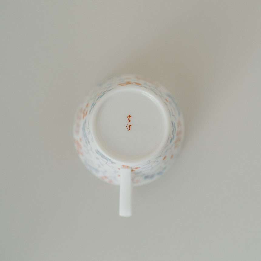 Flowering Hoya Latte Mug and Saucer - Hand-painted