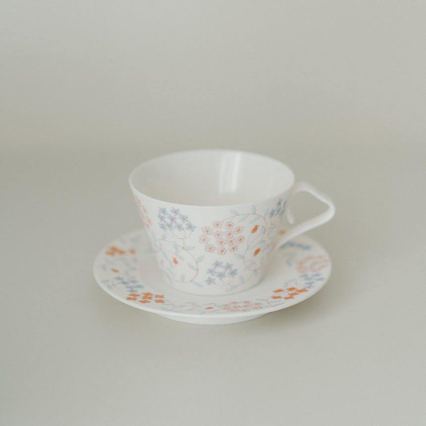 Flowering Hoya Latte Mug and Saucer - Hand-painted