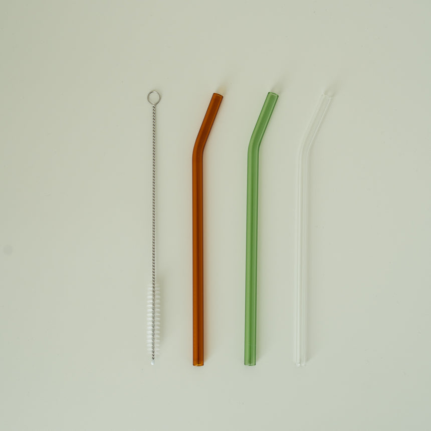 Color Play Glass Straw Set, 4pc, Woodland