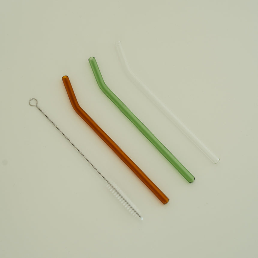 Color Play Glass Straw Set, 4pc, Woodland
