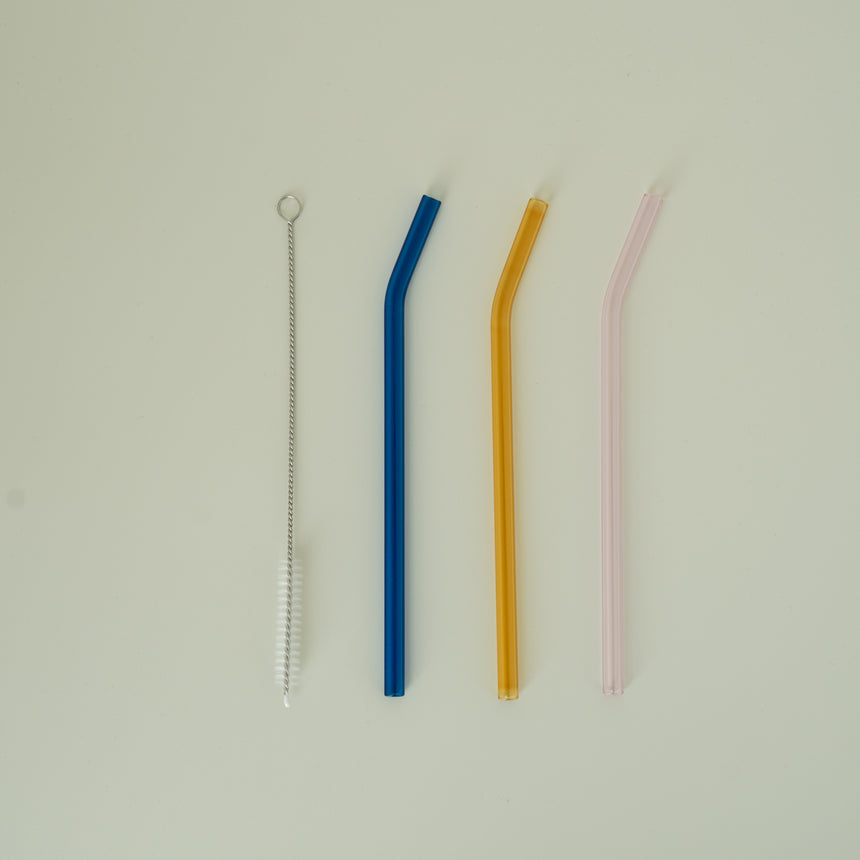 Color Play Glass Straw Set, 4pc, Garden Party