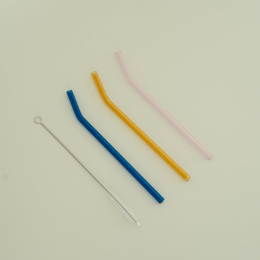 Color Play Glass Straw Set, 4pc, Garden Party