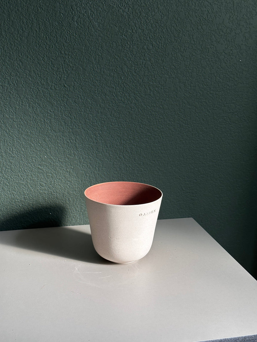 Saguaro pot - ivory & orange