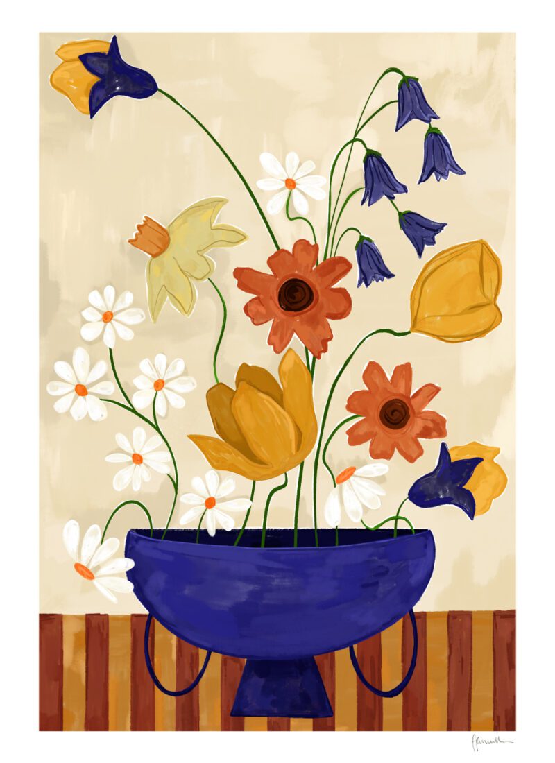Colourful Bunch in Blue Vase - Frankie Penwill
