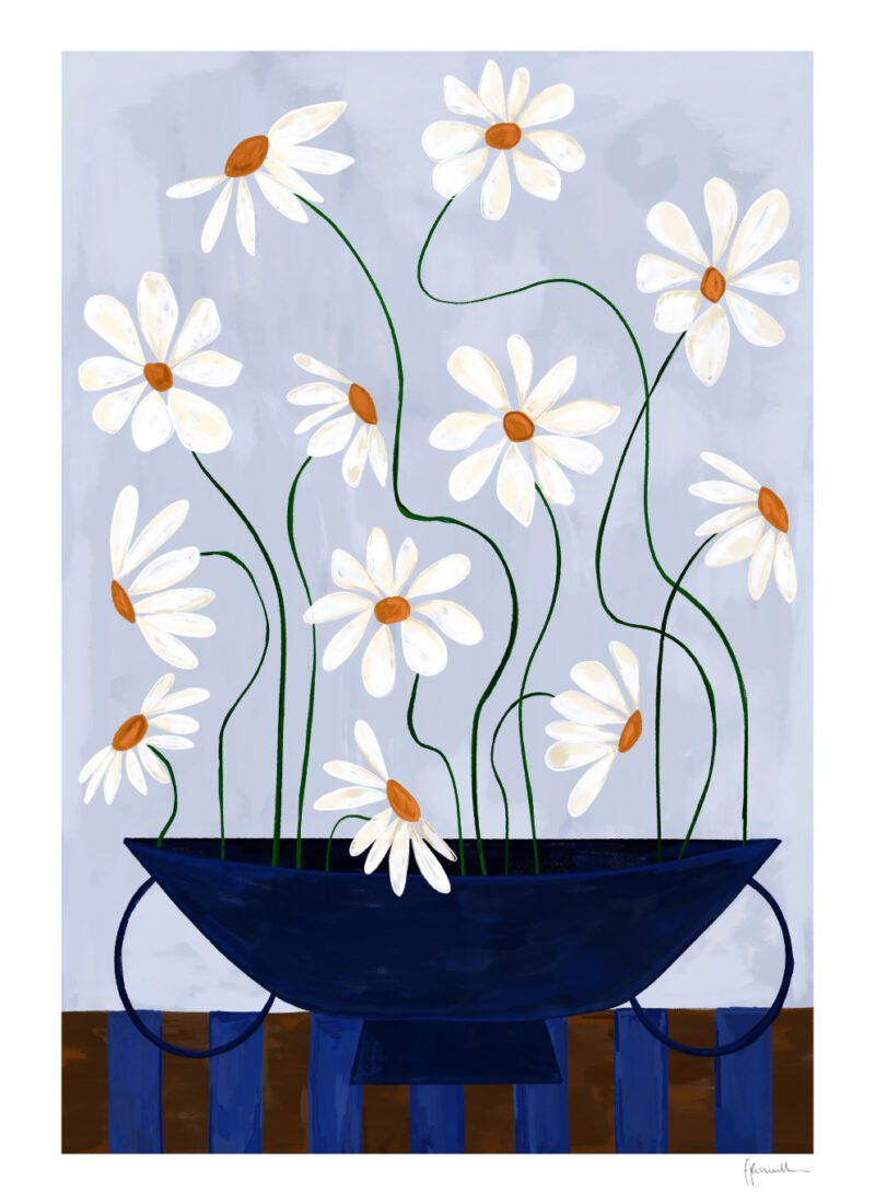 Daisies in Blue Vase - Frankie Penwill