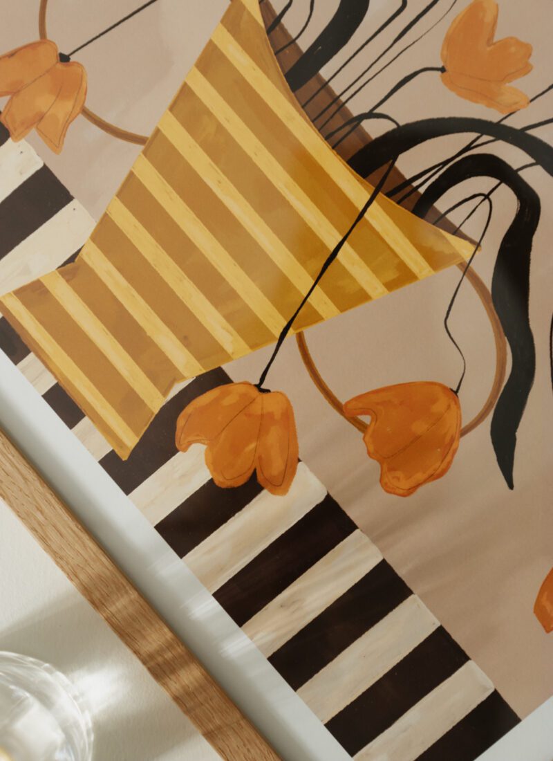 Flowers in Yellow Striped Vase - Frankie Penwill