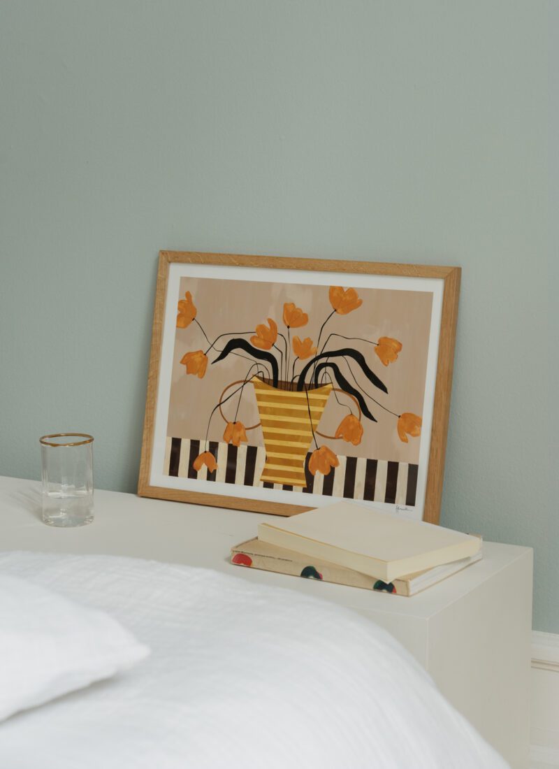 Flowers in Yellow Striped Vase - Frankie Penwill