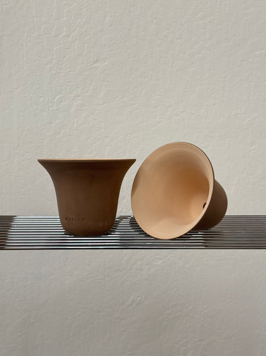 Poppy pot - brown & Ivory